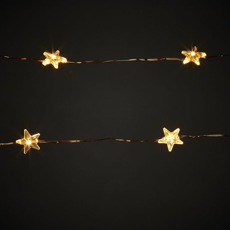 Ghirlanda luminoasa stelute, 20 LED, iluminare alb cald