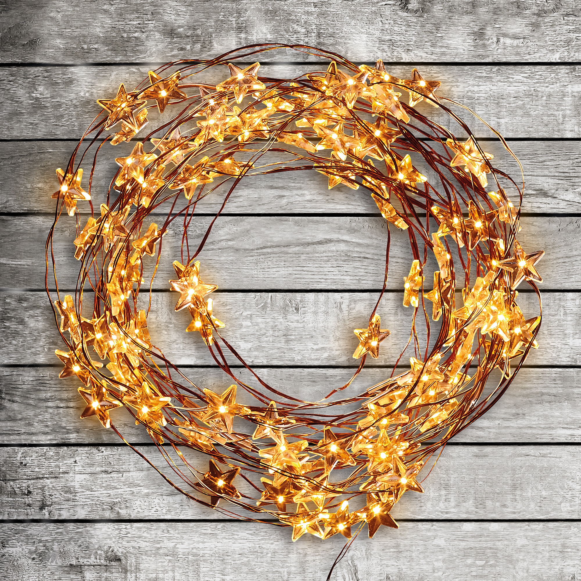 Ghirlanda luminoasa stelute, 100 LED, iluminare alb cald