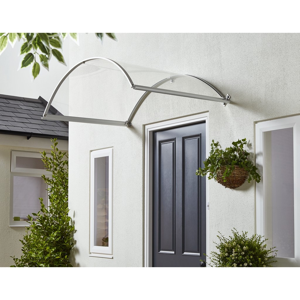 Marchiza fixa arcuita alba, cadru aluminiu, 140 x 90 cm • Geom Ramla