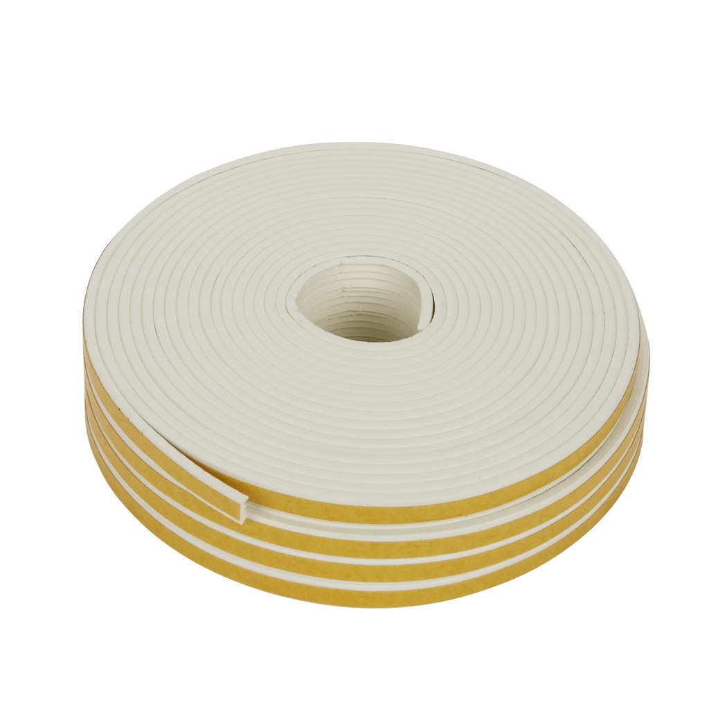 Banda de etansare, autoadeziva 9 x 4 mm, lungime 24 m, culoare alb cu dunga 