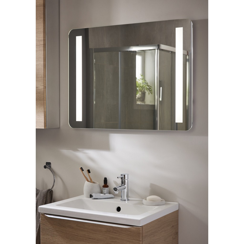 Oglinda baie Cooke & Lewis Berrow, dreptunghiulara, 80 x 60 cm, iluminare LED