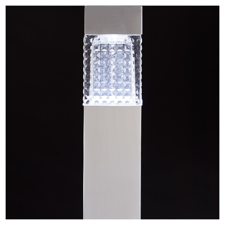 Lampa solara LED, patrata, otel inoxidabil, argintiu, 1 bucata, 0.01 W