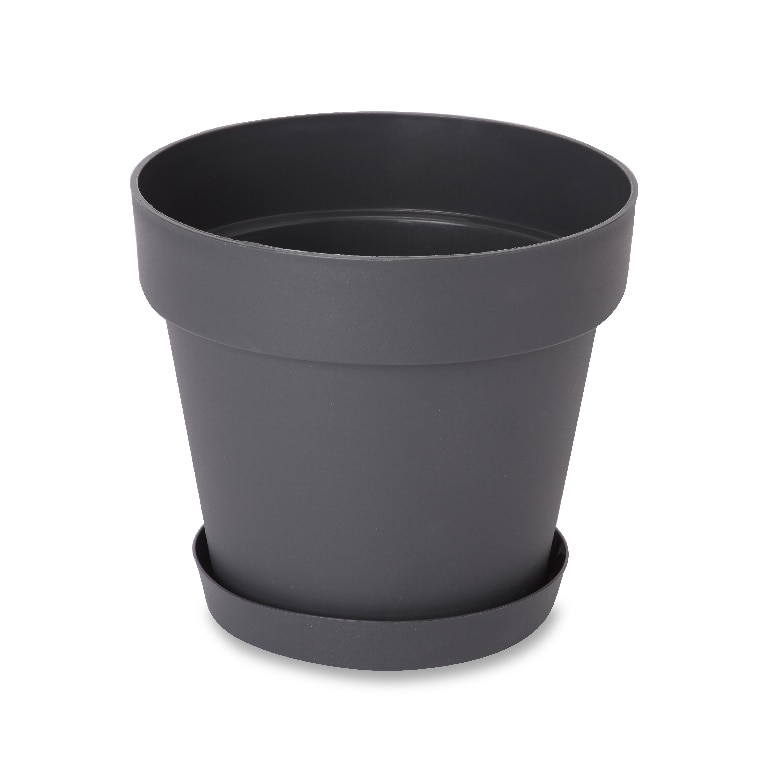 Ghiveci din plastic, gri, forma rotunda, 20 cm diametru • Blooma