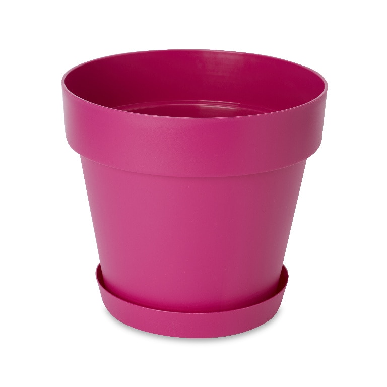 Ghiveci din plastic, roz, forma rotunda, 30 cm diametru • Blooma