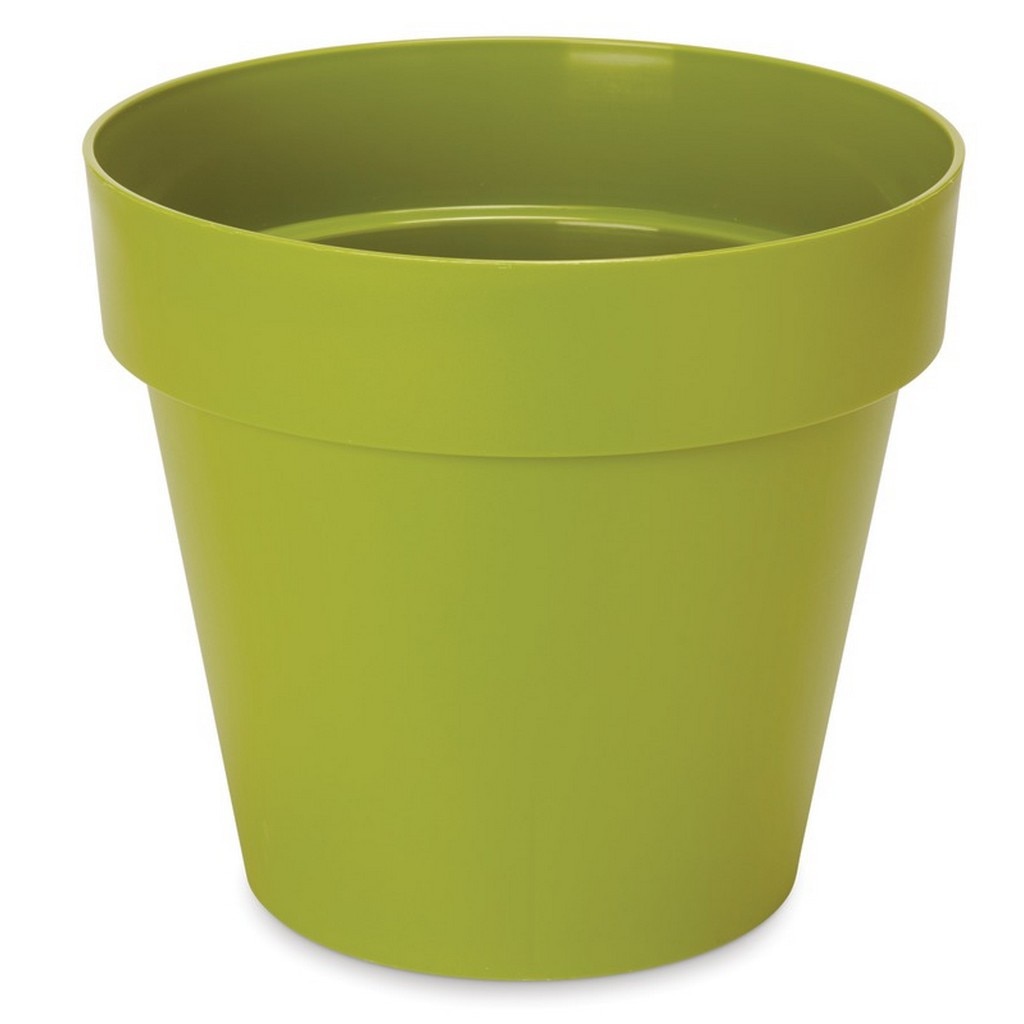 Ghiveci din plastic, verde, forma rotunda, 20 cm diametru • Blooma