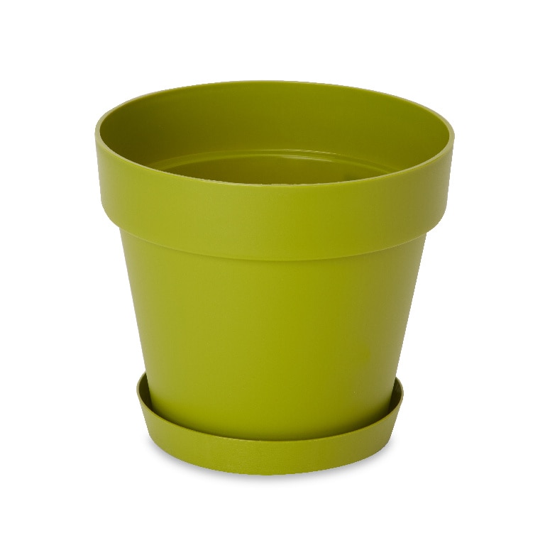 Ghiveci din plastic, verde, forma rotunda, 20 cm diametru • Blooma