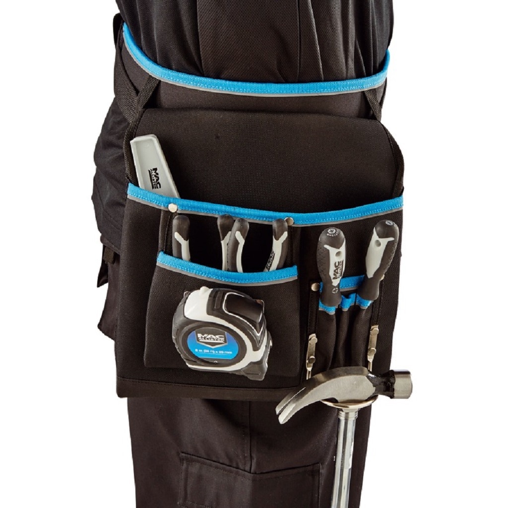 Centura scule si unelte Mac Allister, ajustabila 90-120 cm, 6 buzunare