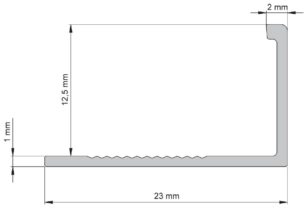 Profil drept, 12.5 mm, aluminiu, crom