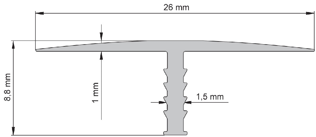 Profil prag, 26 mm, crom