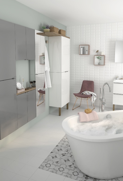 Dulap baie suspendat, gri, 90 x 40 x 15 cm  GoodHome Imandra