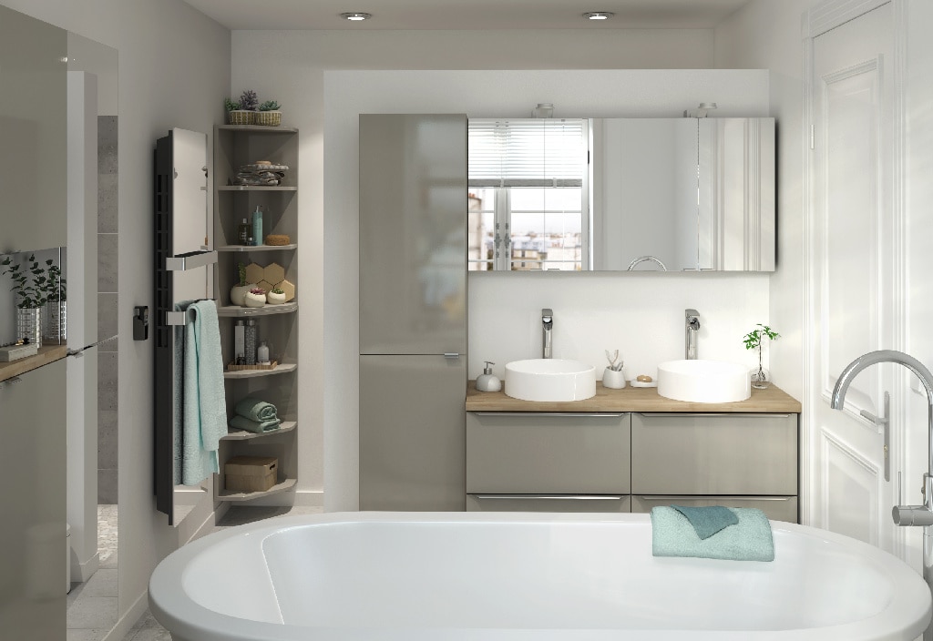 Dulap baie GOODHOME Imandra, suspendat, 120 x 60 x 45 cm, maro taupe