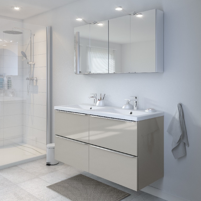 Dulap baie GOODHOME Imandra, suspendat, 120 x 60 x 45 cm, maro taupe