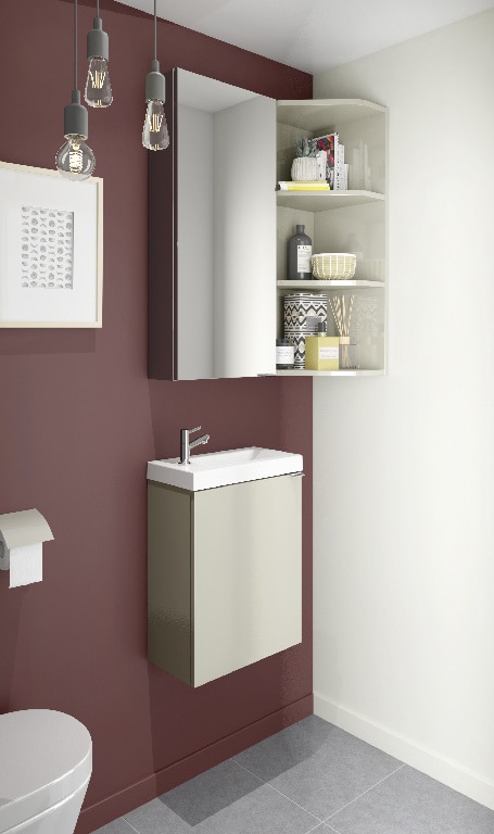 Masca lavoar GoodHome Imandra, suspandata, 43.6 x 23 x 79 cm, taupe