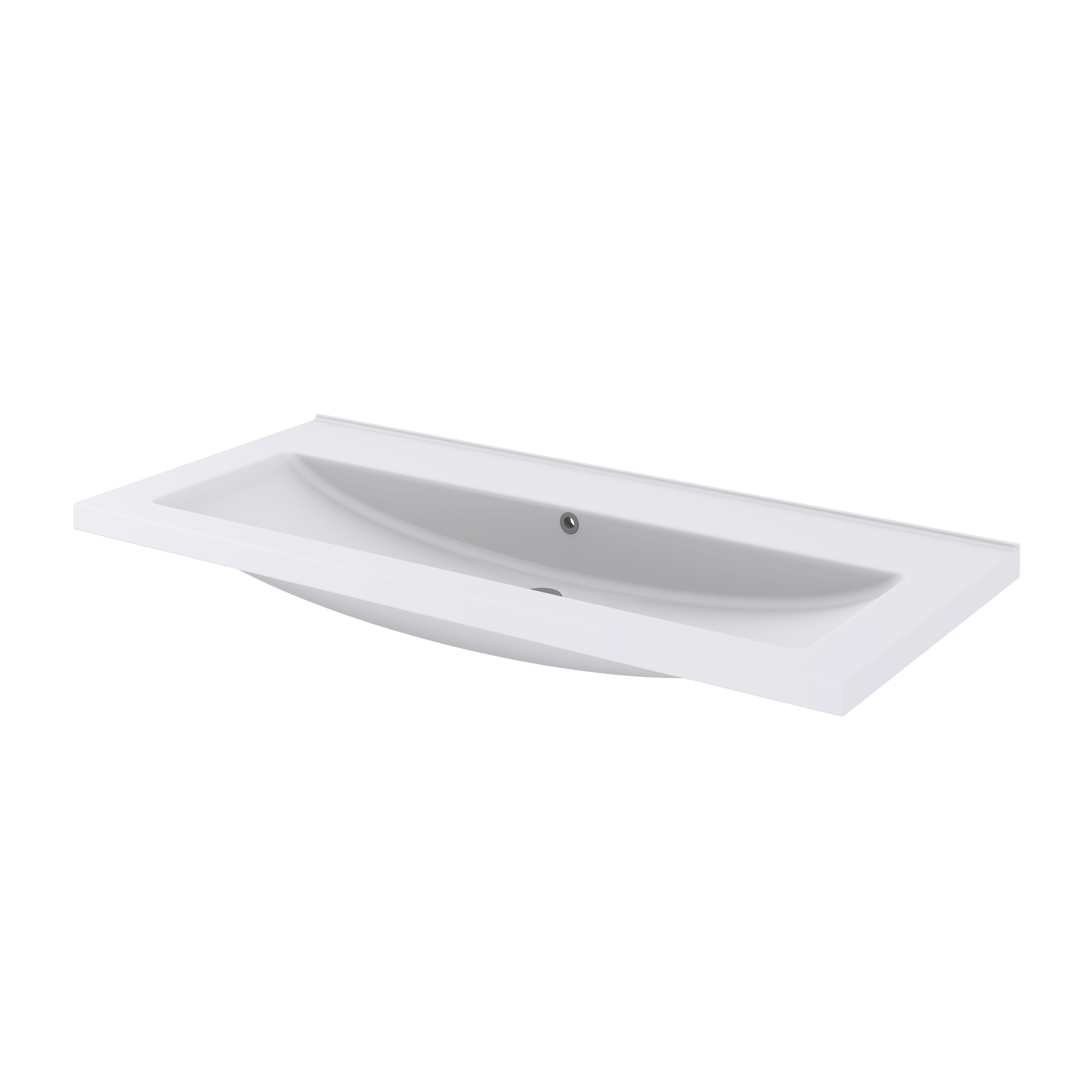 Lavoar baie ceramica, alb lucios, montare pe blat, 100,4 cm   GoodHome Nira