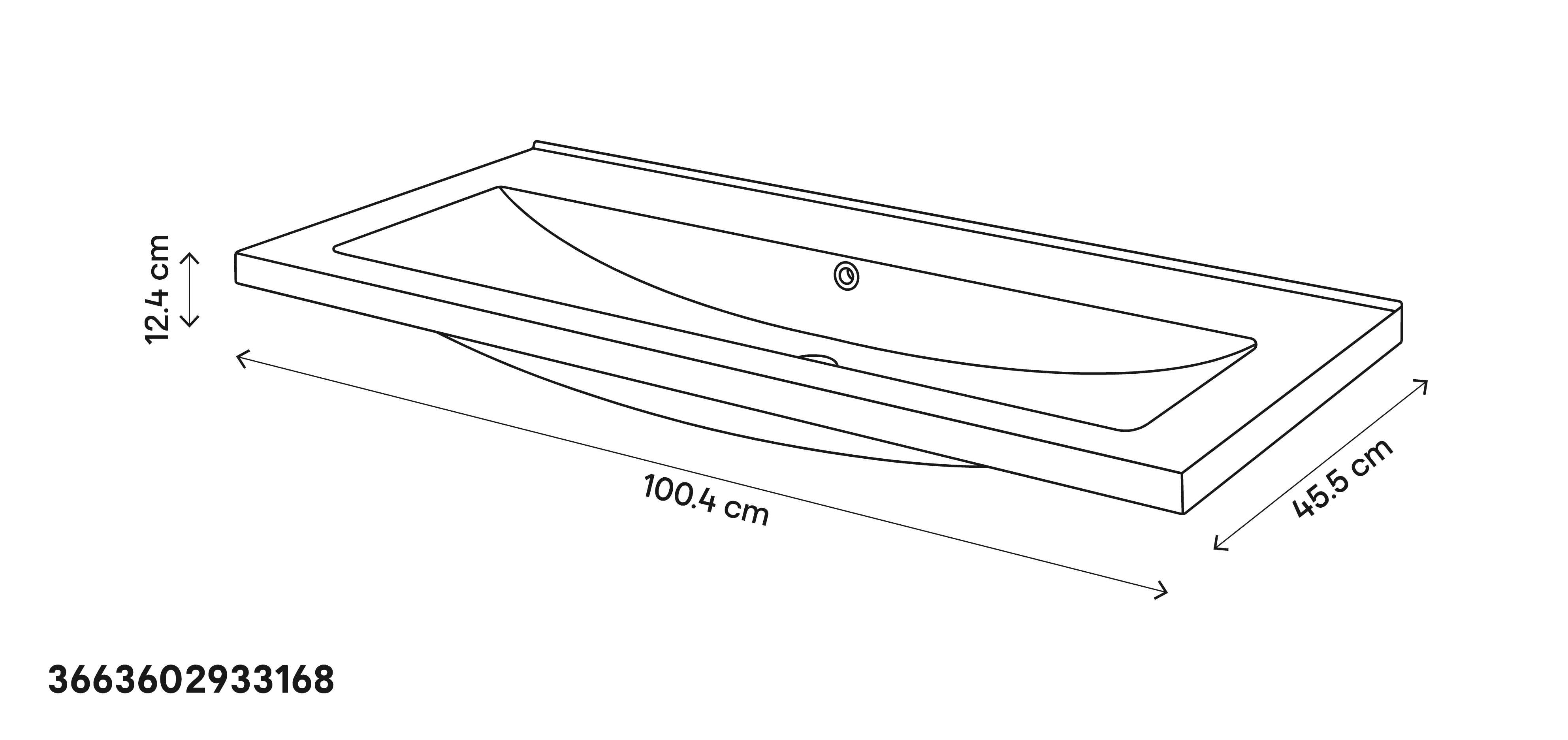 Lavoar baie ceramica, alb lucios, montare pe blat, 100,4 cm   GoodHome Nira
