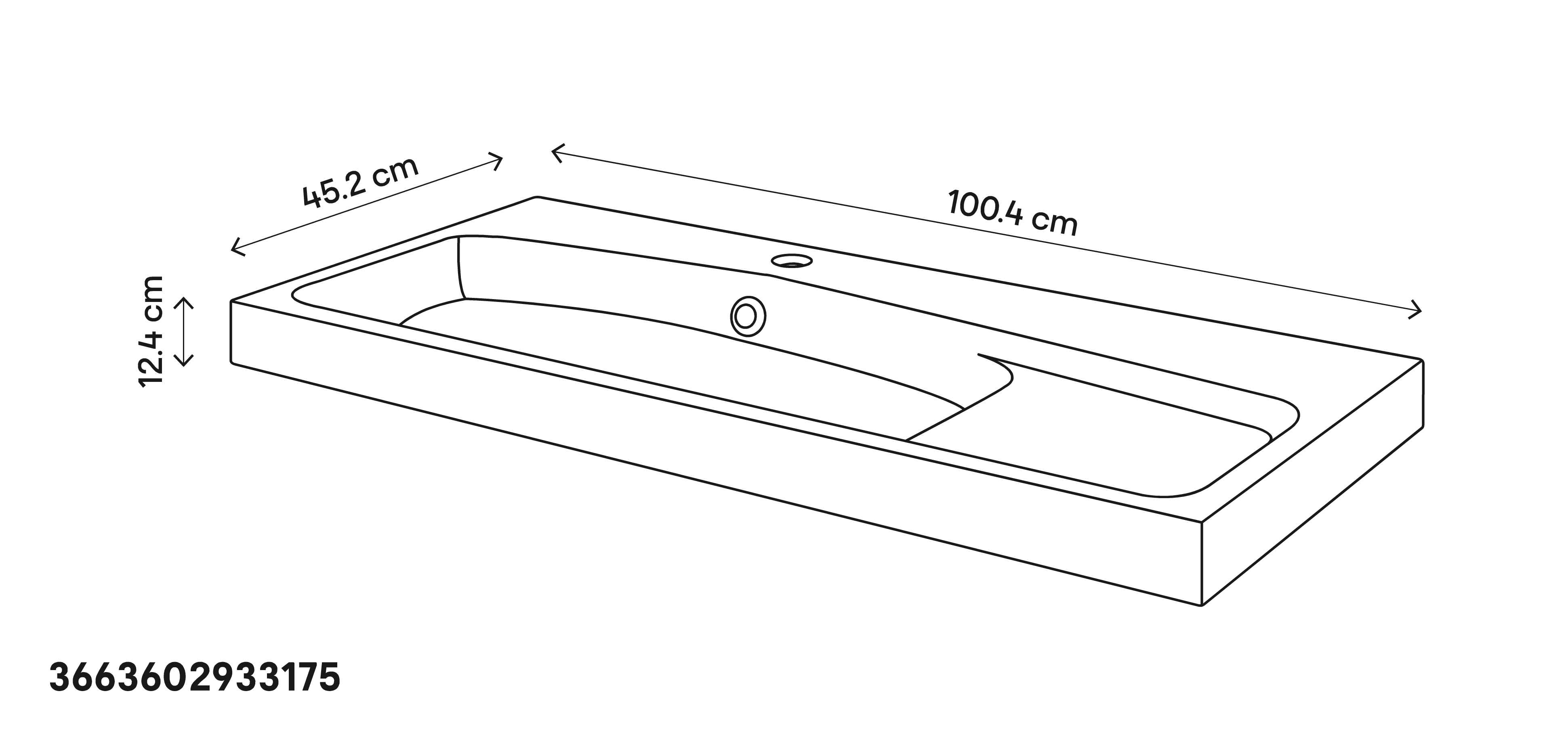 Lavoar baie rasina, alb lucios, montare pe blat, 100,4 cm   GoodHome Mila