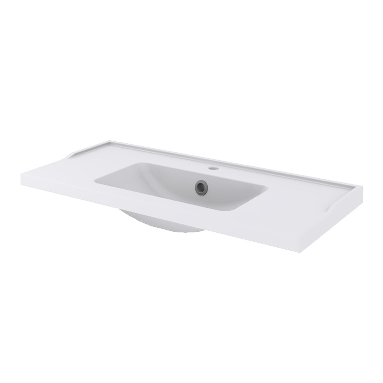Lavoar baie ceramica, alb lucios, montare pe blat, 100,4 cm   GoodHome Lana