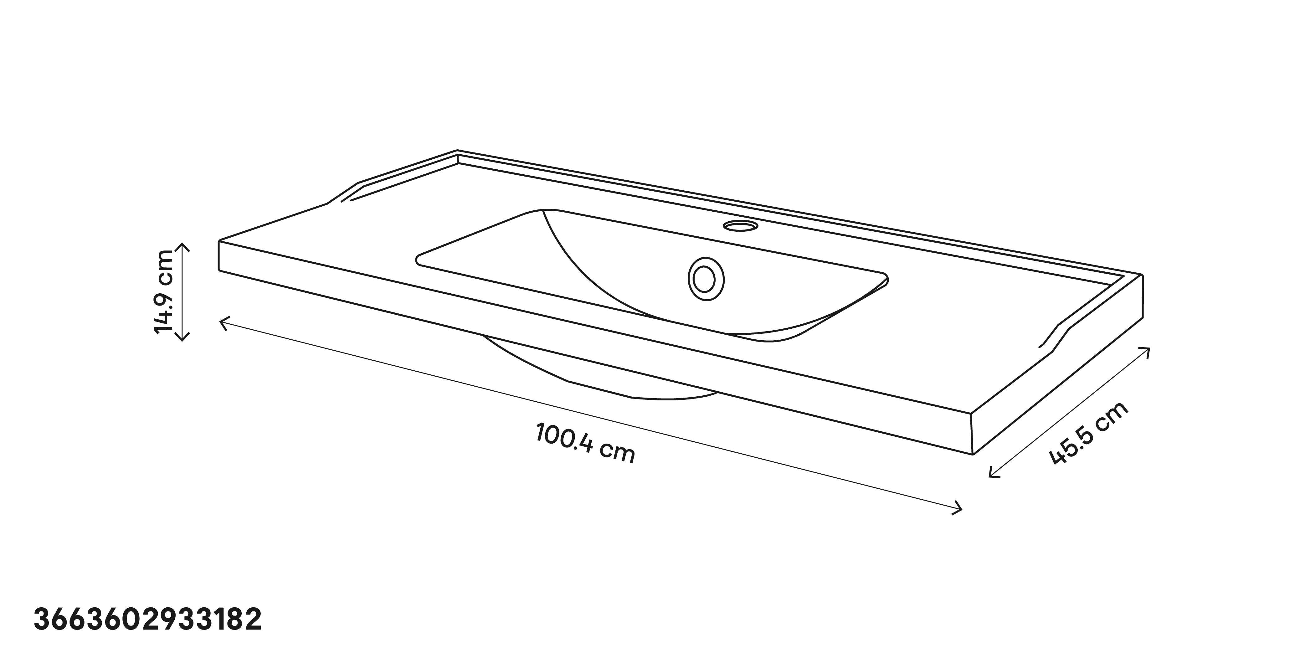 Lavoar baie ceramica, alb lucios, montare pe blat, 100,4 cm   GoodHome Lana