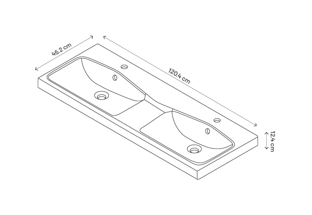 Lavoar baie rasina, alb lucios, montare pe blat, 120,4 cm   GoodHome Mila