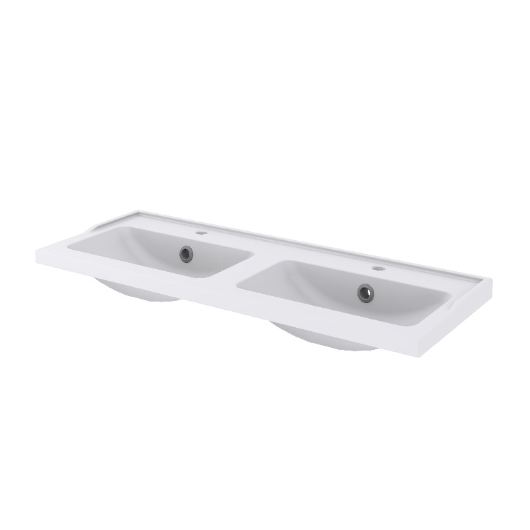Lavoar baie ceramica, alb lucios, montare pe blat, 120,4 cm   GoodHome Lana