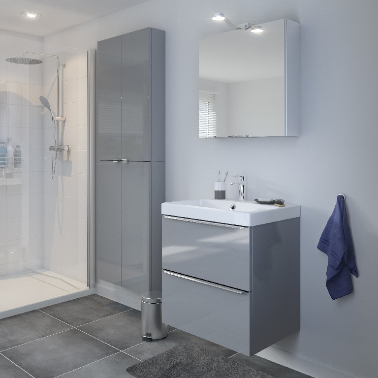 Dulap baie suspendat, gri, 90 x 60 x 15 cm  GoodHome Imandra