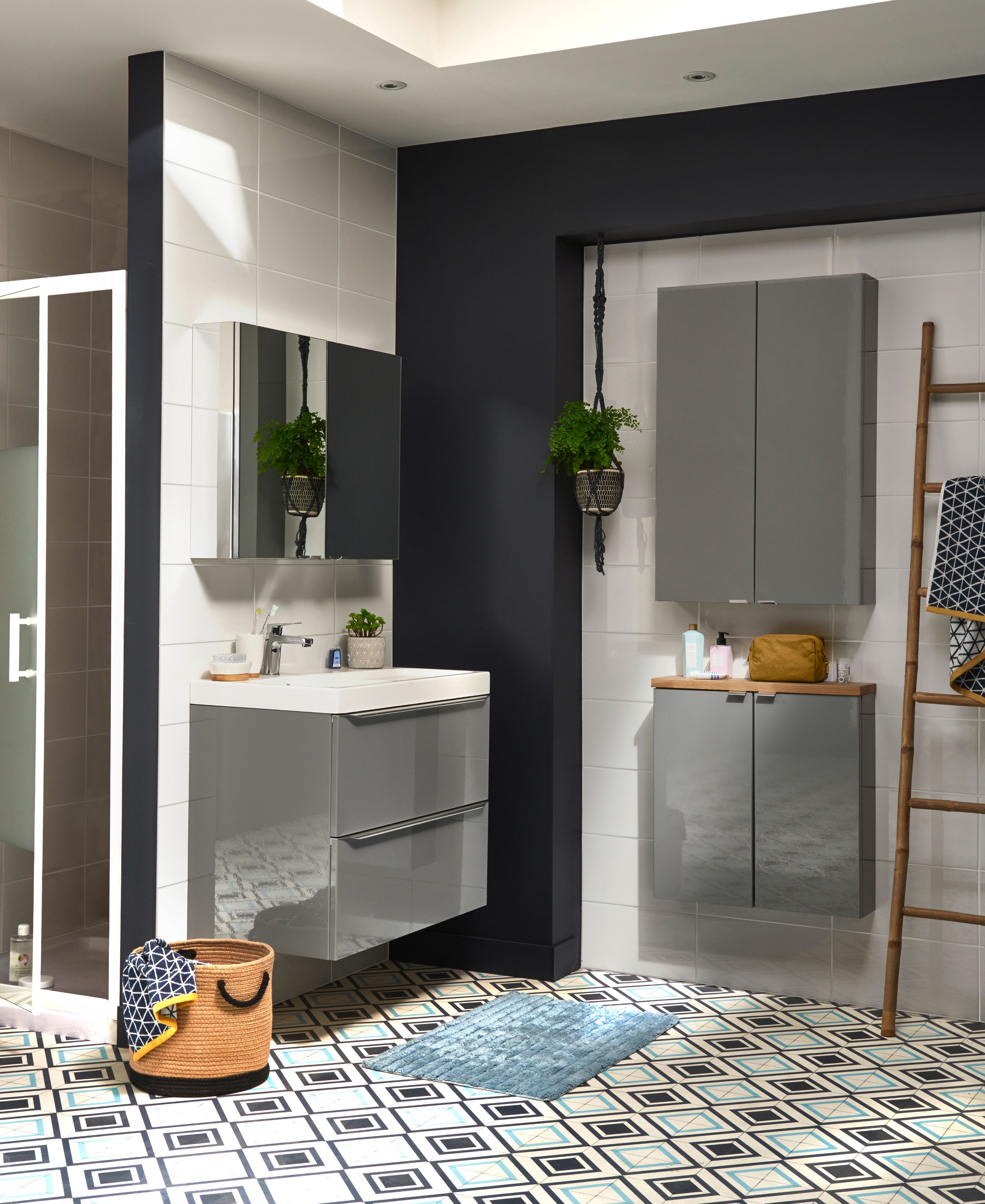 Dulap baie suspendat, gri, 90 x 60 x 15 cm  GoodHome Imandra