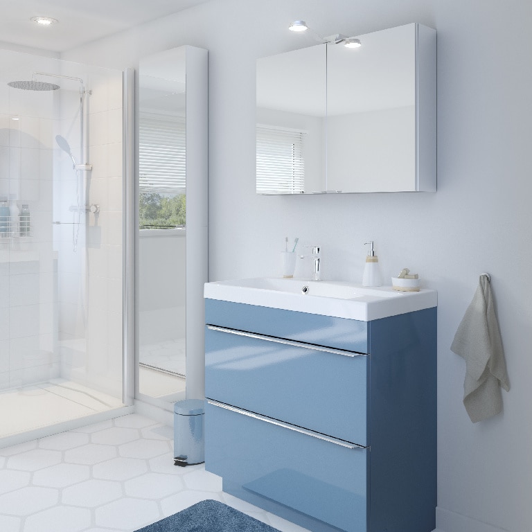 Dulap baie suspendatcu oglinda, alb, 90 x 40 x 15 cm  GoodHome Imandra