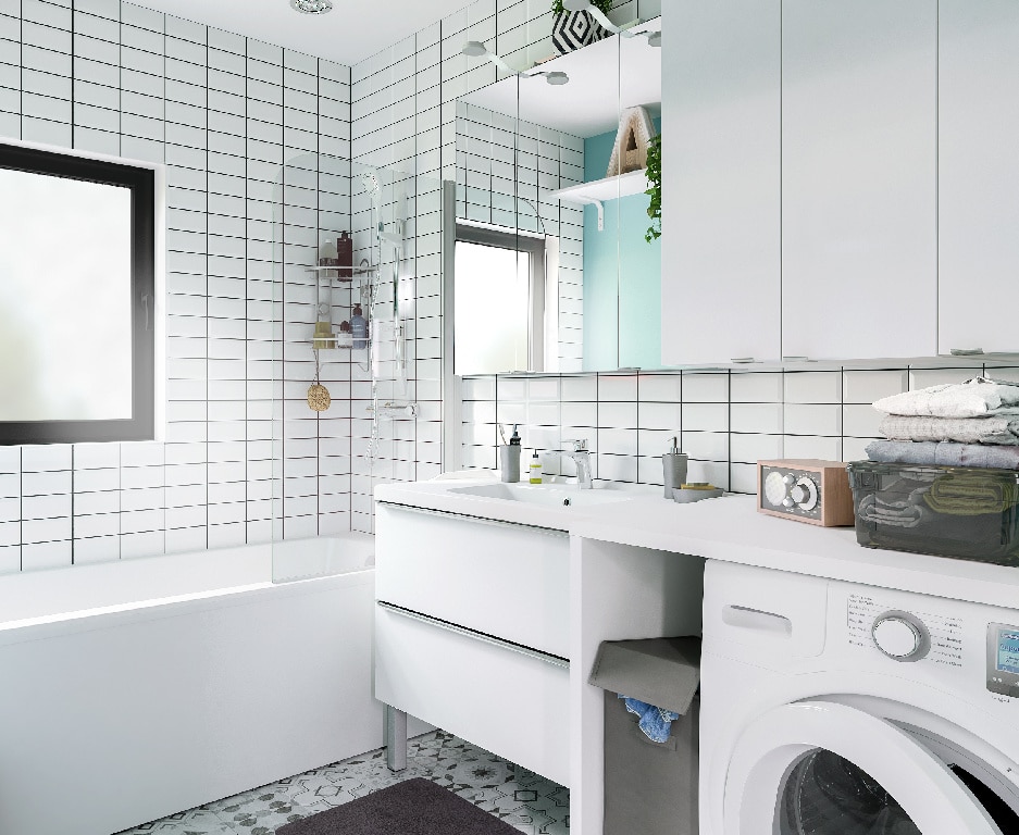 Dulap baie cu oglinda GoodHome Imandra, suspendat, 100 x 15 x 90 cm, argintiu