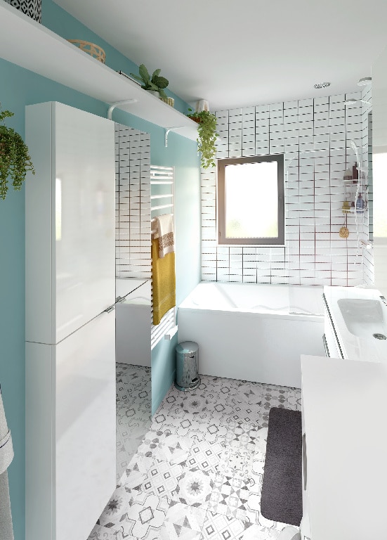 Dulap baie cu oglinda GoodHome Imandra, suspendat, 100 x 15 x 90 cm, argintiu