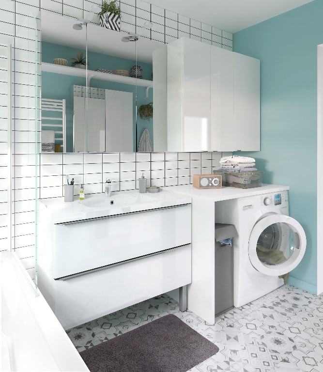 Dulap baie cu oglinda GoodHome Imandra, suspendat, 100 x 15 x 90 cm, argintiu