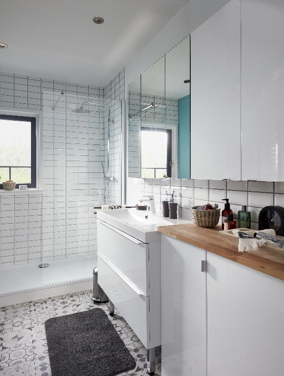 Dulap baie cu oglinda GoodHome Imandra, suspendat, 100 x 15 x 90 cm, argintiu