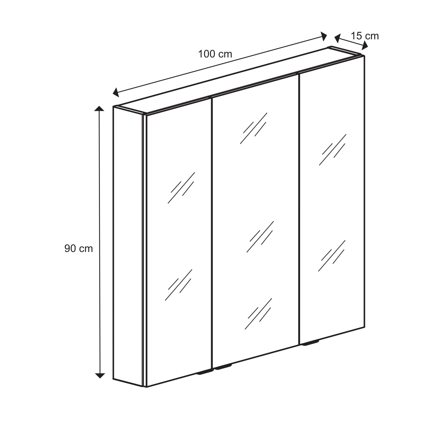 Dulap baie cu oglinda GoodHome Imandra, suspendat, 100 x 15 x 90 cm, argintiu