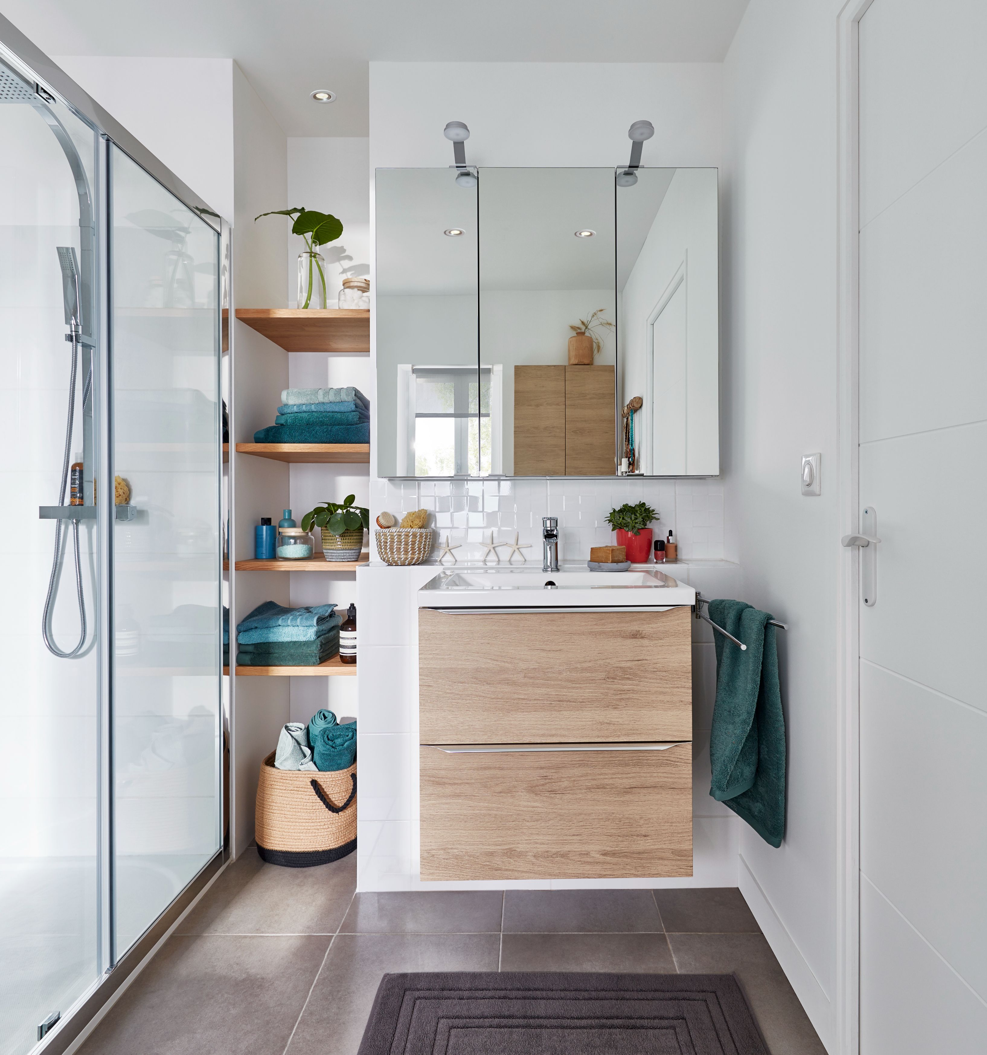 Dulap baie cu oglinda GoodHome Imandra, suspendat, 100 x 15 x 90 cm, argintiu