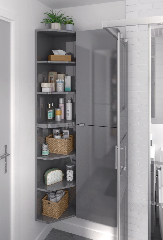 Etajera colt GoodHome Imandra, 90 x 34 x 36 cm, gri