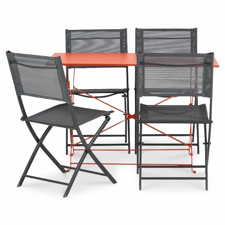 Scaun de gradina GoodHome Saba, pliabil, otel, 50 x 46.5 x 84.5 cm, gri