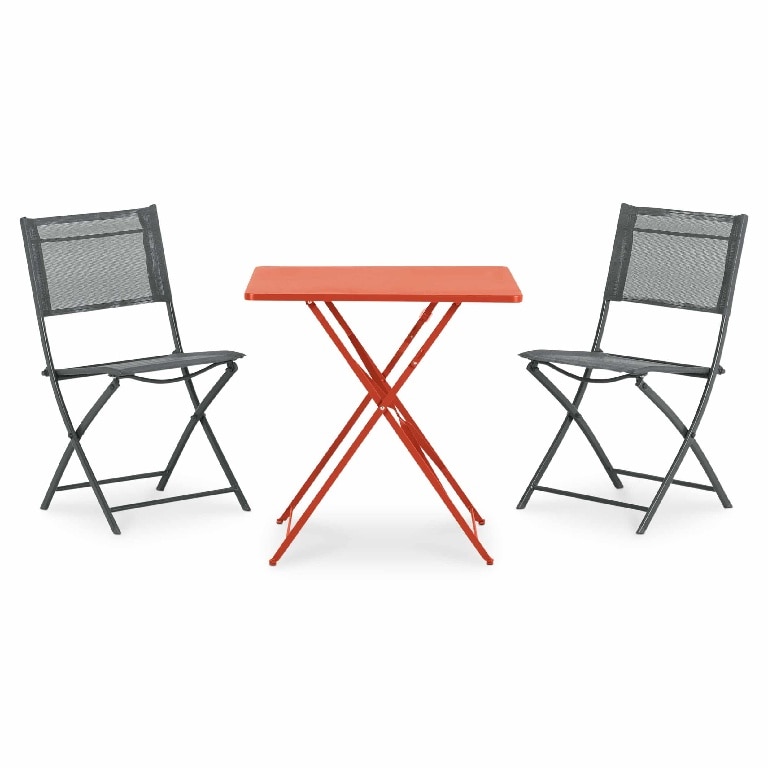 Scaun de gradina, pliabil, gri, otel, 50 x 46.5 x 84.5 cm • Saba