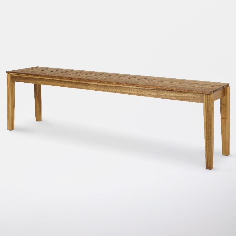 Banca fara spatar pentru gradina, maro, lemn, 160 x 35.5 x 44 cm • Blooma Denia