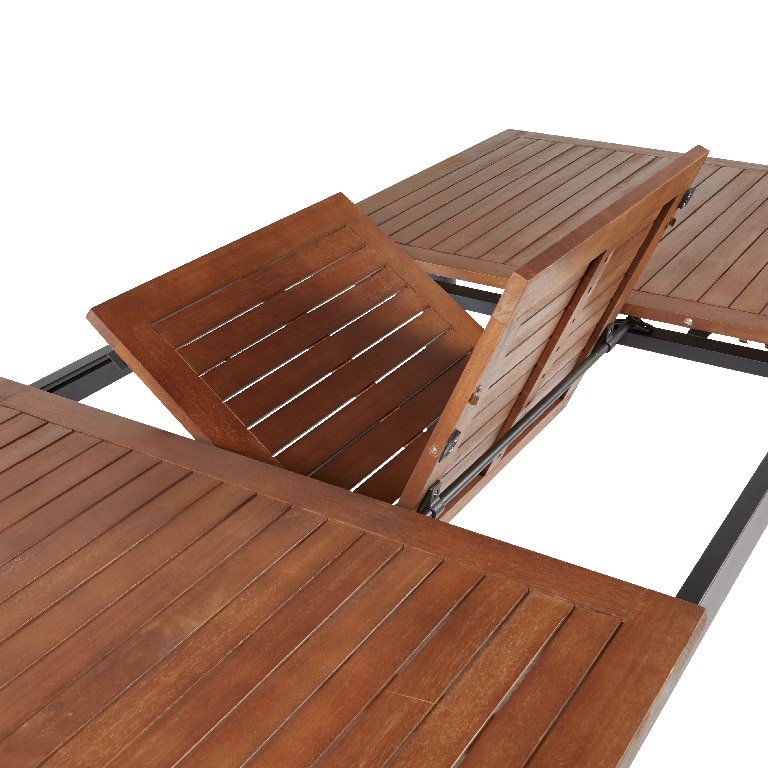 Masa de gradina extensibila, aluminiu si lemn, natur, dreptunghiulara, 6 persoane, 240 x 99 x 74 cm  GoodHome toscana