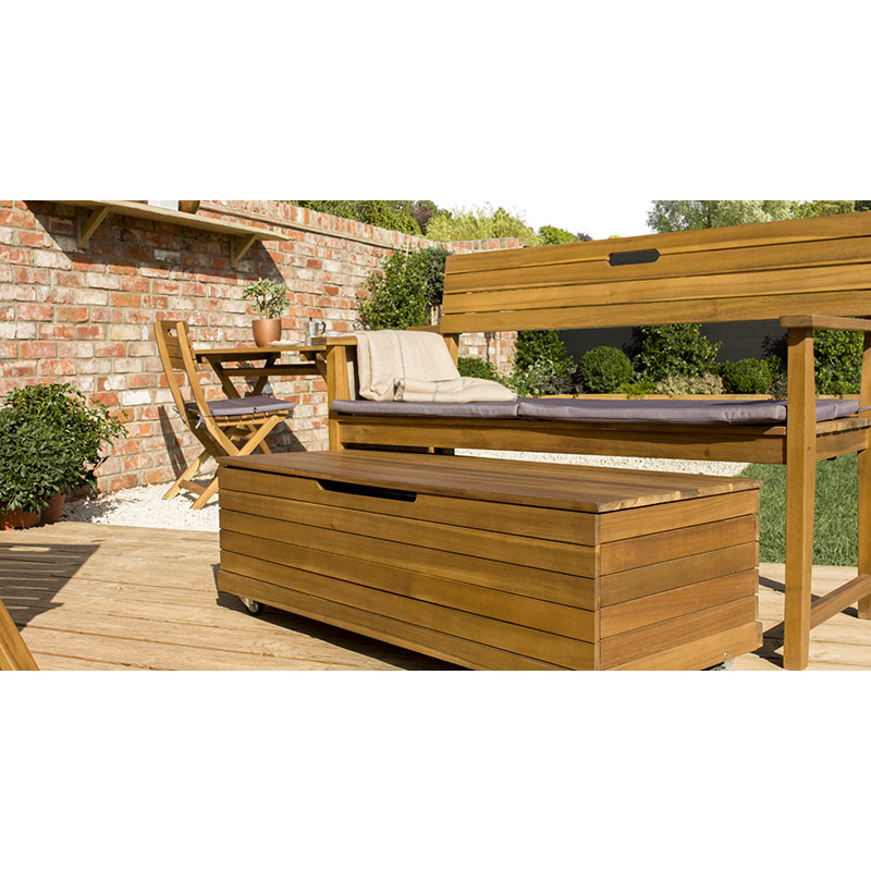 Cutie depozitare exterior, maro, lemn acacia, 115.8 x 46 x 36.2 cm • Blooma Denia