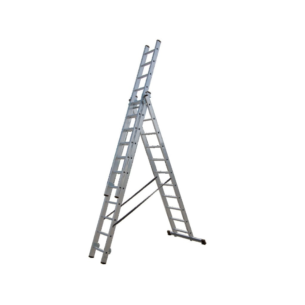 Scara de aluminiu, 3x11 trepte, de uz profesional, max 150 kg