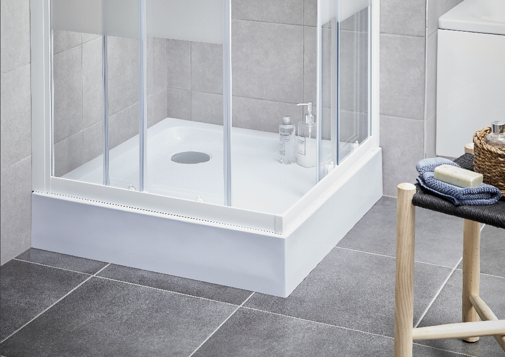 Cadita dus Cooke & Lewis Lagan, patrata, ABS si acril, 80 x 80 x 15 cm, alb