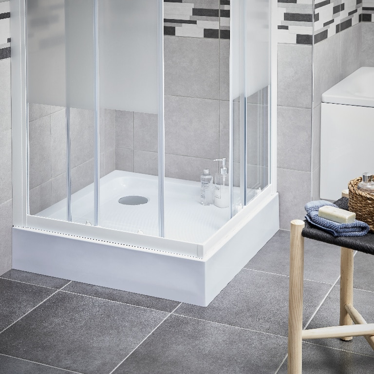 Cadita dus Cooke & Lewis Lagan, patrata, ABS si acril, 80 x 80 x 15 cm, alb