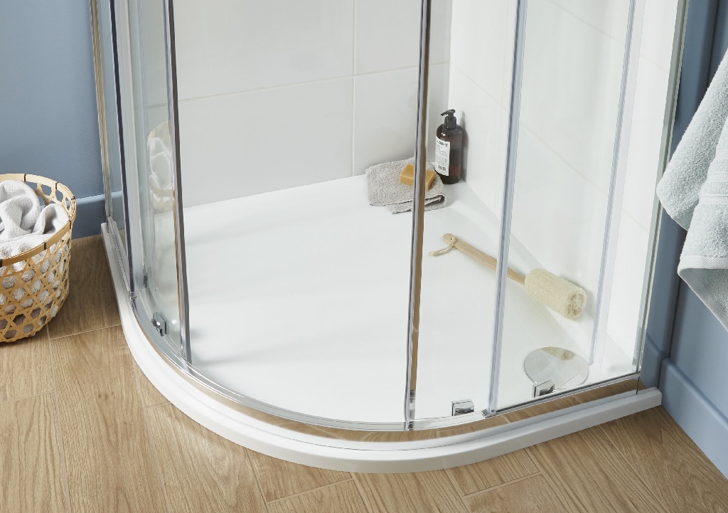 Cadita dus GoodHome Limski, semirotunda, rasina, 90 x 90 x 2.8 cm, alb