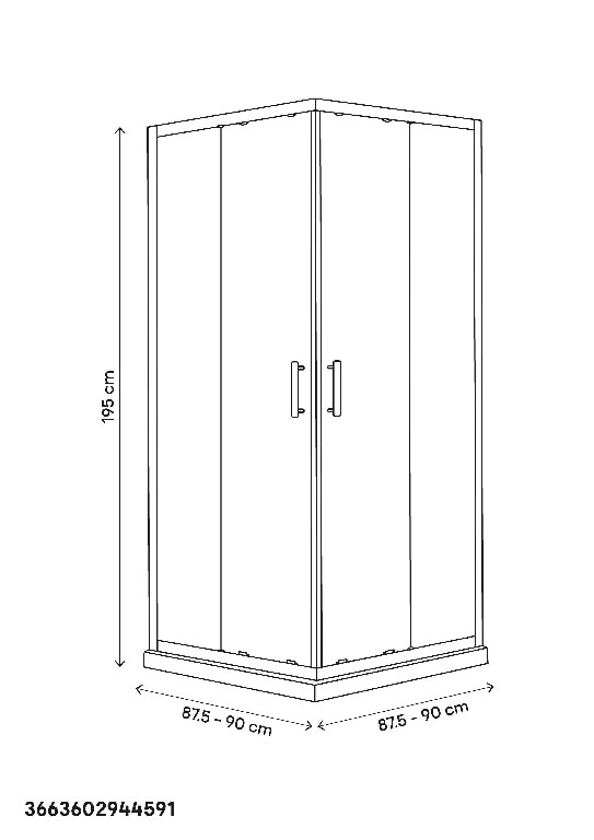 Cabina dus standard GoodHome Beloya, patrata, 90 x 90 x 195 cm, sticla securizata 8mm, profil crom