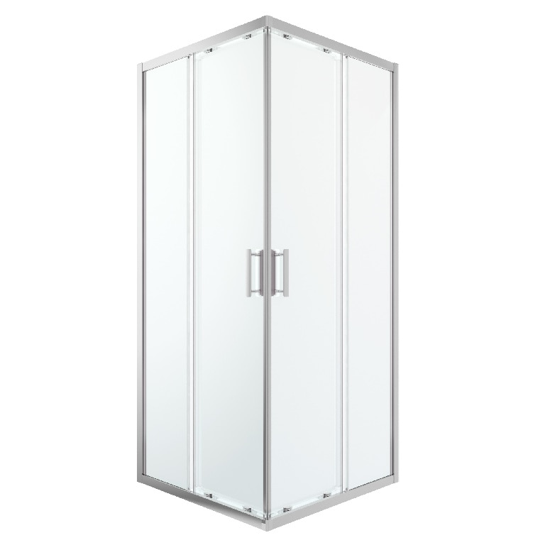 Cabina dus standard GoodHome Beloya, patrata, 90 x 90 x 195 cm, sticla securizata 8mm, profil crom