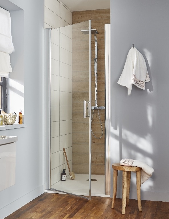 Usa pentru dus, aluminiu si sticla, pivotanta, cromat, 80 x 195 cm  Good Home Beloya