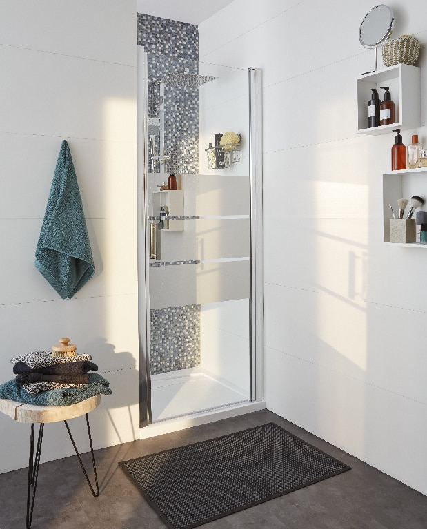 Usa pentru dus, pivotanta, aluminiu si sticla, cromat, sistem deschidere exterior, 80 x 195 cm  Good Home Beloya
