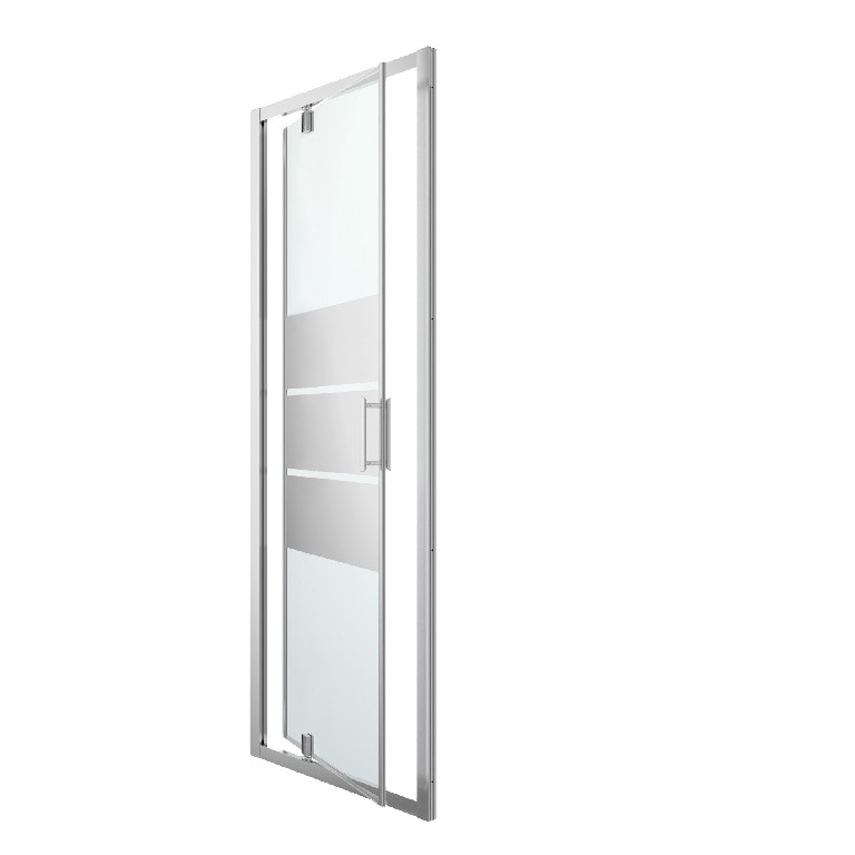 Usa dus pivotanta GoodHome Beloya, aluminiu, sticla oglinda, 80 x 195 cm, crom