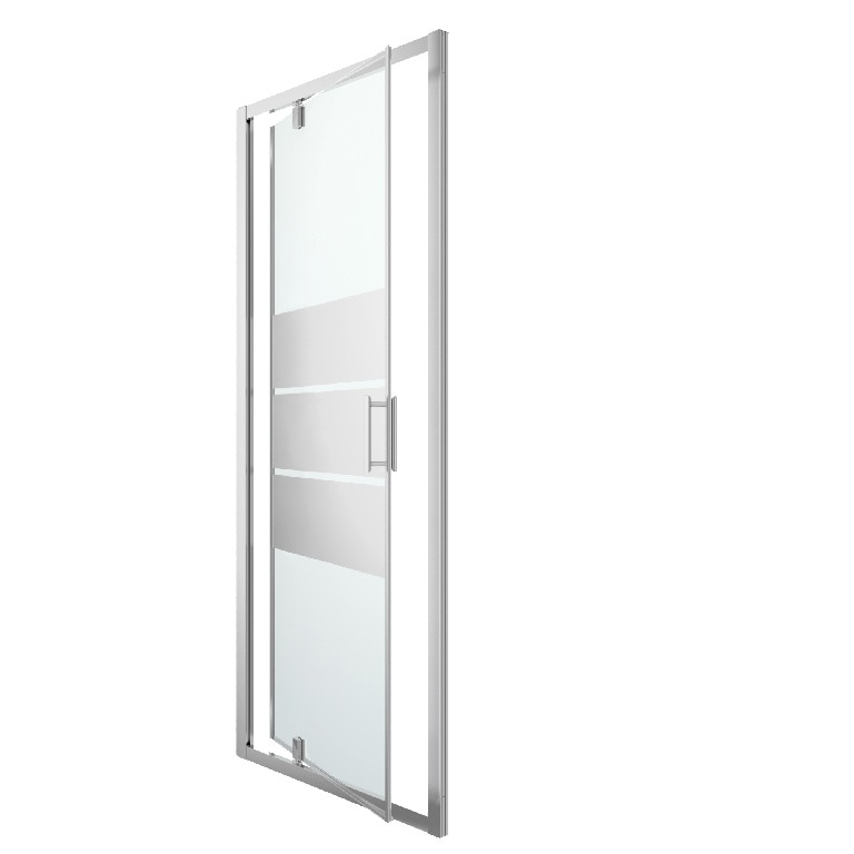 Usa dus pivotanta GoodHome Beloya, aluminiu, 90 x 195 cm, sticla oglinda, profil crom