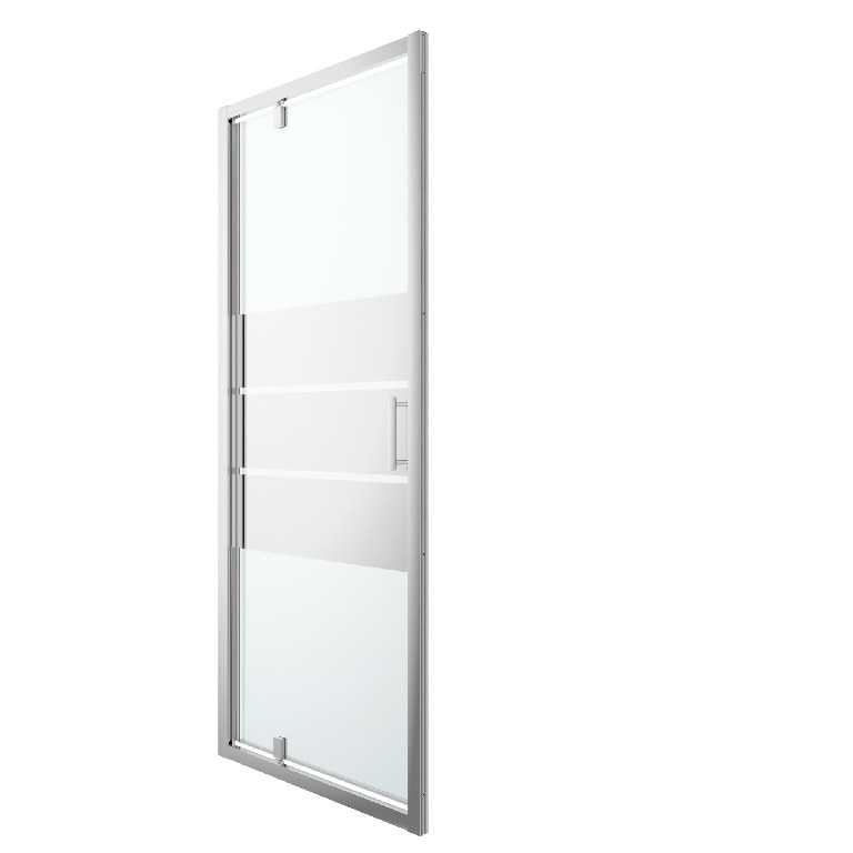 Usa dus pivotanta GoodHome Beloya, aluminiu, 90 x 195 cm, sticla oglinda, profil crom